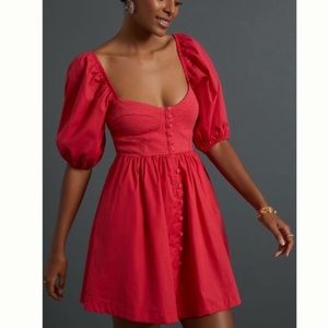 Anthropologie Maeve Puff-Sleeved Sweetheart Mini Dress NWT